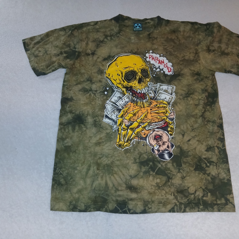 Paran Graphic Tee - Olive and Yellow Skull Design